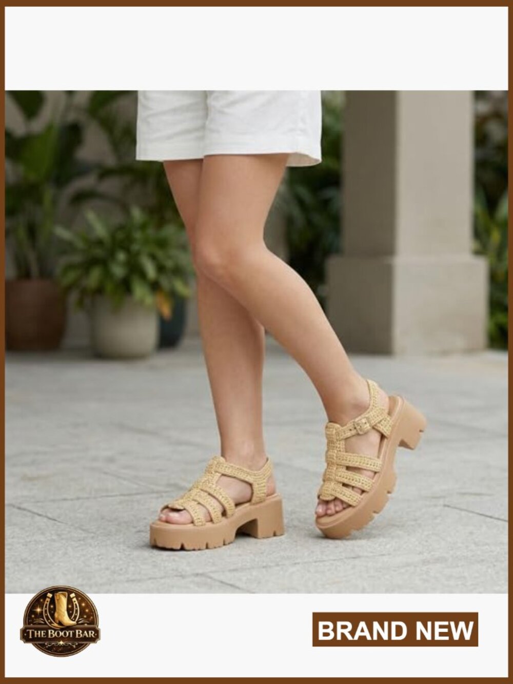 Open Toe Fisherman Woven Sandals, Platform Lug Sole, Adjustable Buckle Strap, - Picture 3 of 7